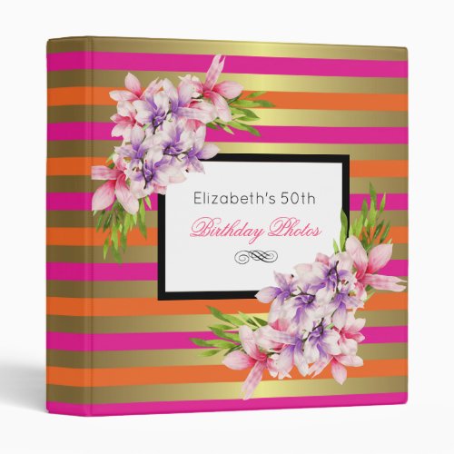 Purple and Pink Watercolor Magnolia Birthday Binder