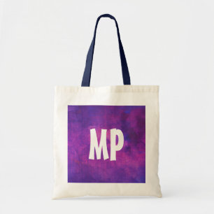Purple and Pink Watercolor Monogram Initials Tote Bag