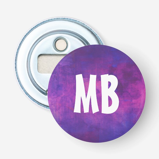 Purple and Pink Watercolor Personalized Bottle Opener (Front)