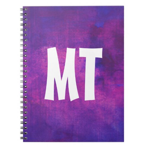 Purple and Pink Watercolor Personalized Initials Notebook