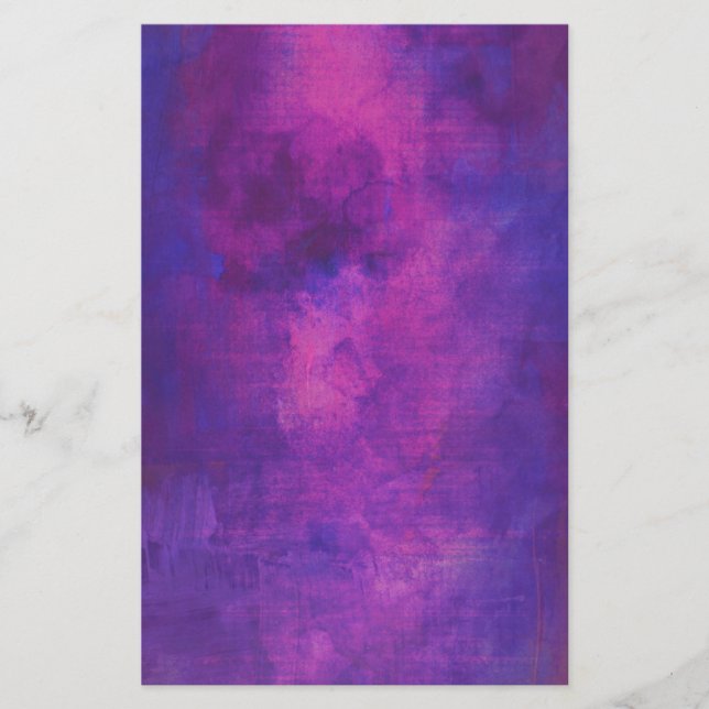 Purple and Pink Watercolor Scrapbook Background Stationery (Front)