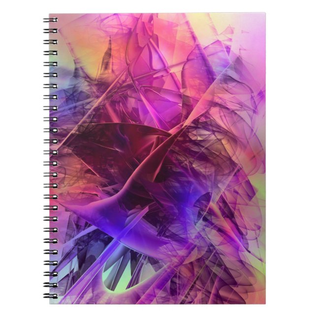 Purple and Pinks Modern Abstract Fractal Design Notebook (Front)