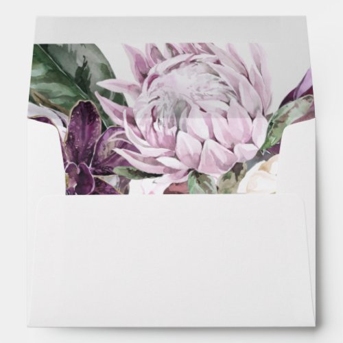Purple and Plum Boho Tropical Floral Wedding Envelope
