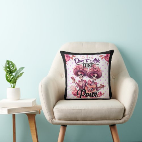 Purple and Pretty Sugar Skull Throw Pillow