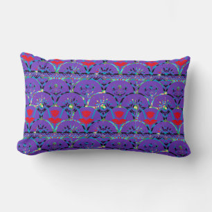Purple and Red Flowers Bohemian Sunrise Lumbar Pillow