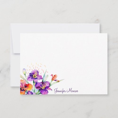Purple and red Iris personalized Note Card