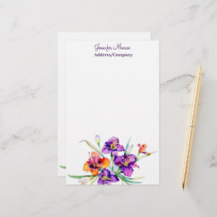 Purple and red Iris personalized Stationery