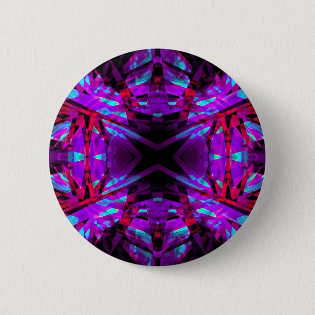 Purple and red kaleidoscope pattern button (Front)
