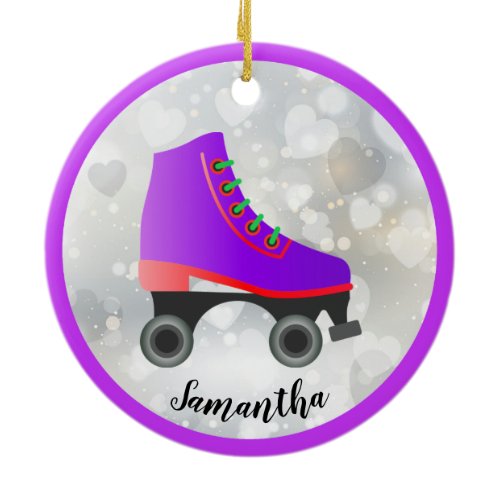 Purple and Red Roller Skate Design Ornament
