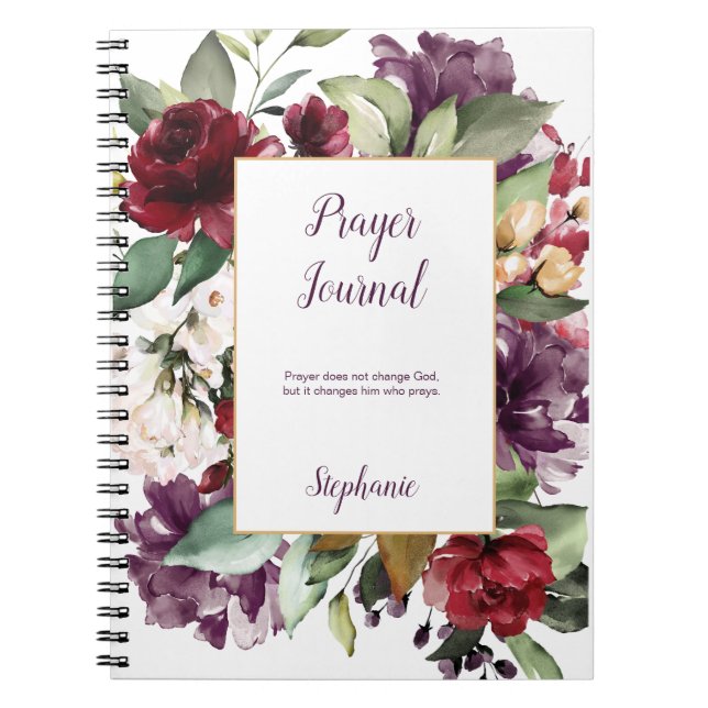 Purple and Red Roses Peonies Prayer Journal (Front)