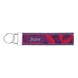 Purple and Red Roses Personalised Wrist Keychain