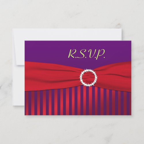 Purple and Red Striped Reply Card Custom Invitation