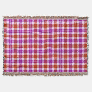 Purple and Red Tartan Plaid Throw Blanket