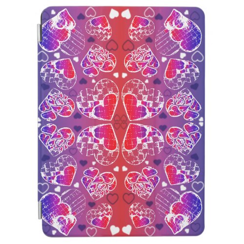 Purple and Red Whimsical Romantic Hearts pattern iPad Air Cover