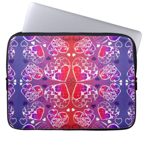 Purple and Red Whimsical Romantic Hearts pattern Laptop Sleeve