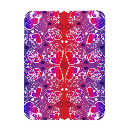 Purple and Red Whimsical Romantic Hearts pattern Magnet