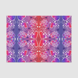 Purple and Red Whimsical Romantic Hearts pattern Tissue Paper