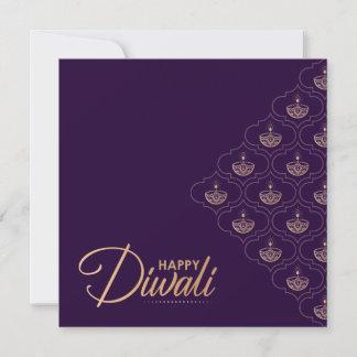 Purple and Rose gold ornament Happy Diwali Card