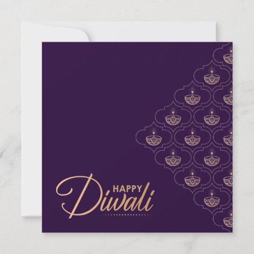 Purple and Rose gold ornament Happy Diwali   Card