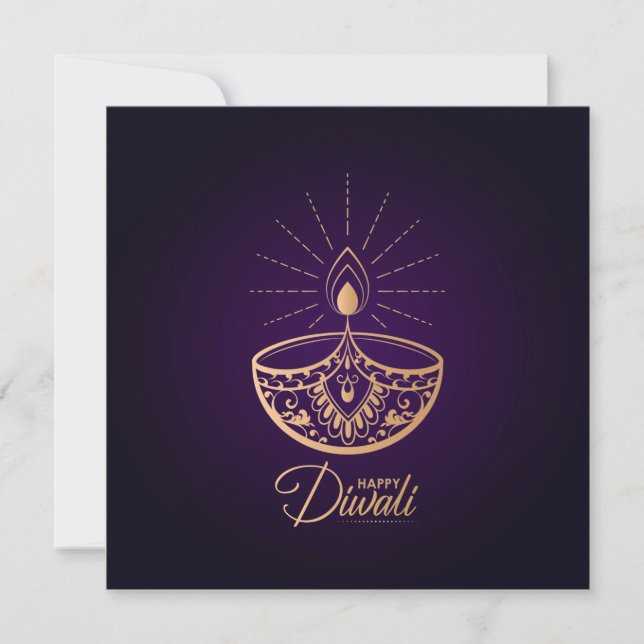 Purple and Rose gold ornament Happy Diwali   Card (Front)