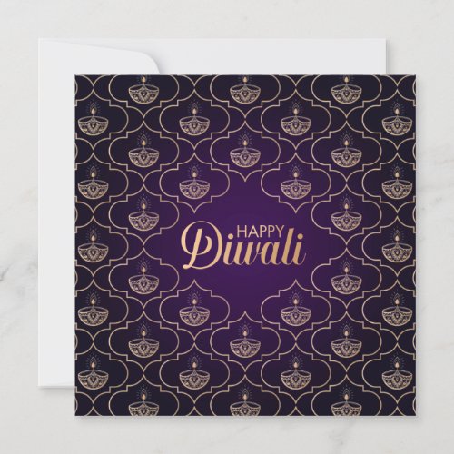 Purple and Rose gold pattern Happy Diwali  Card