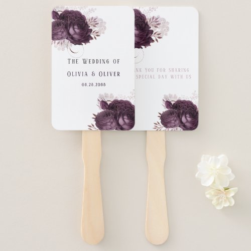 Purple and Rose Gold Peony Floral Wedding Hand Fan