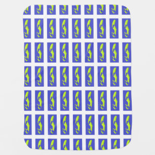 PURPLE AND ROYAL BLUE ART PATTERNED BABY BLANKET