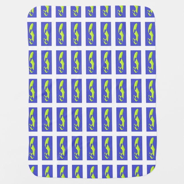 PURPLE AND ROYAL BLUE ART PATTERNED BABY BLANKET (Front)