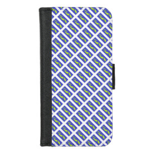 PURPLE AND ROYAL BLUE ART PATTERNED iPhone 8/7 WALLET CASE