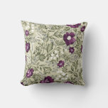 Purple And Sage Green Leaf Pattern Vintage Country Throw Pillow at Zazzle