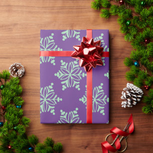 Purple and Sage Snowflake Christmas Wrapping Paper