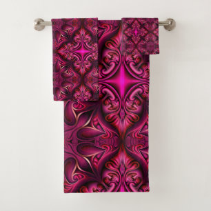 Purple and Scarlet Bath Towel Set
