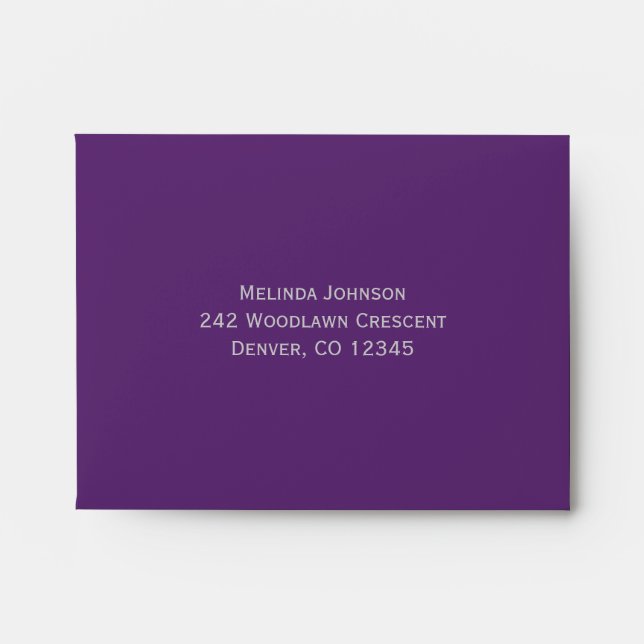 Purple and Silver A2 Envelope fits large RSVP Card (Front)