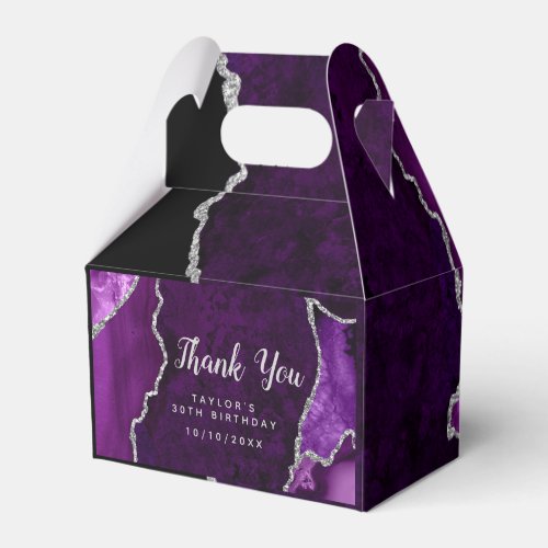 Purple and Silver Agate Birthday Thank You Favor Boxes