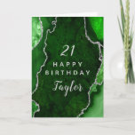 Purple and Silver Agate Happy Birthday Card<br><div class="desc">This elegant and glamorous birthday card can be personalized with a name or title such as mom, daughter, granddaughter, niece, friend etc. The design features a green agate marble background with faux silver glitter accents. The text combines handwritten script and modern sans serif fonts for a classy and sophisticated look....</div>