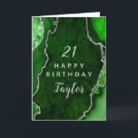 Purple and Silver Agate Happy Birthday Card<br><div class="desc">This elegant and glamorous birthday card can be personalized with a name or title such as mom, daughter, granddaughter, niece, friend etc. The design features a green agate marble background with faux silver glitter accents. The text combines handwritten script and modern sans serif fonts for a classy and sophisticated look....</div>