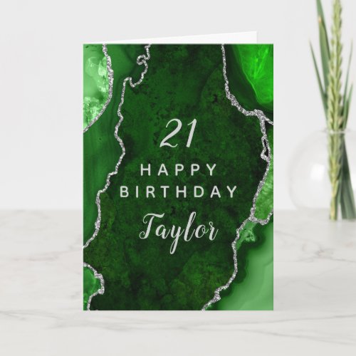 Purple and Silver Agate Happy Birthday Card