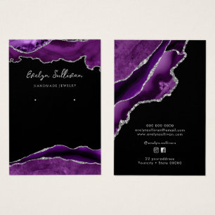 Purple and silver agate jewelry display card