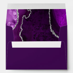 Purple and Silver Agate Marble Wedding Envelope