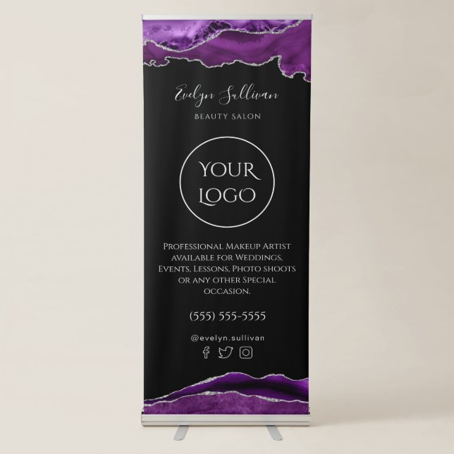 purple and silver agate retractable banner (Front)