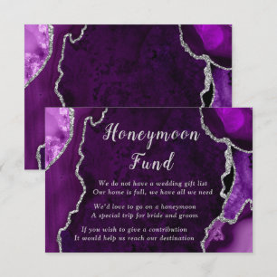 Purple and Silver Agate Wedding Honeymoon Fund Enclosure Card