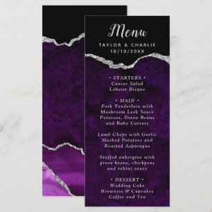 Purple and Silver Agate Wedding Menu
