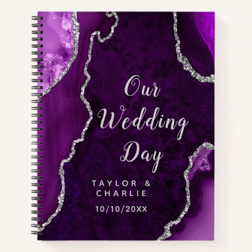 Purple and Silver Agate Wedding Planner Notebook