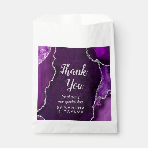 Purple and Silver Agate Wedding Thank You Favor Bag