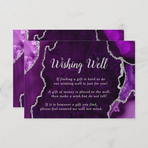 Purple and Silver Agate Wedding Wishing Well Enclosure Card