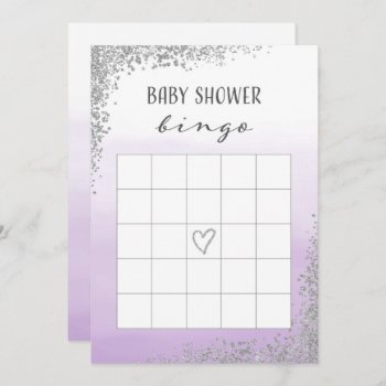 Purple And Silver Baby Shower Bingo Card by melanileestyle at Zazzle