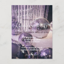 Purple and Silver Baubles Christmas Party Invitati Postcard