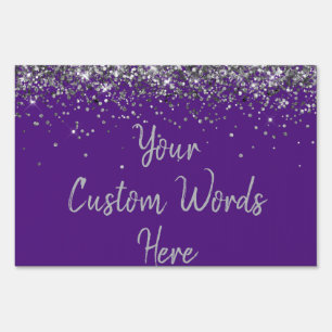Purple and Silver Birthday Party Graduation Yard Sign