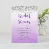 Purple and Silver Bridal Shower Invitation (Standing Front)