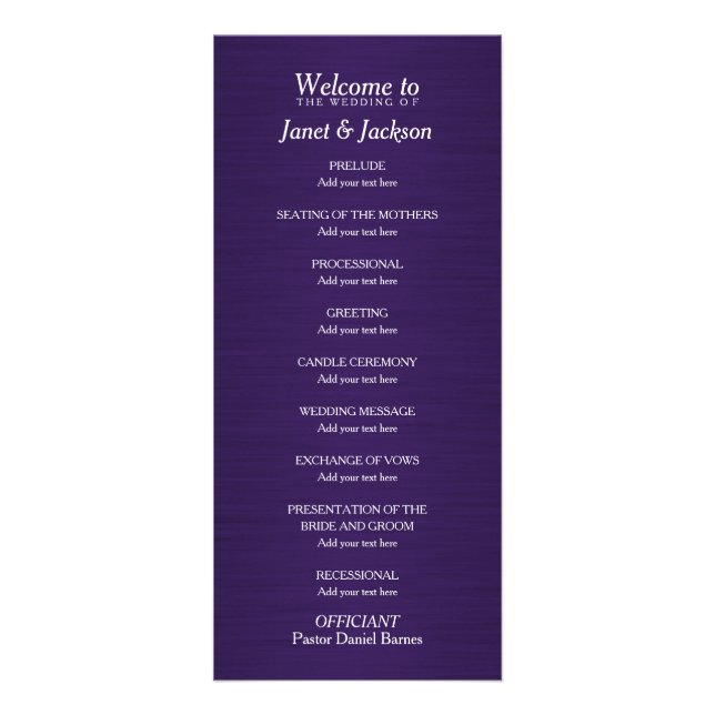 Purple and Silver Confetti Dot - Wedding Program (Back)